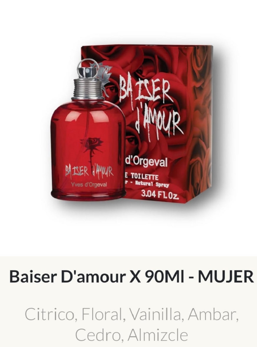 F31 Yves D'Orgeval Parfums Baiser D'Amour Femenino 90 ml Precios Por Mayor
