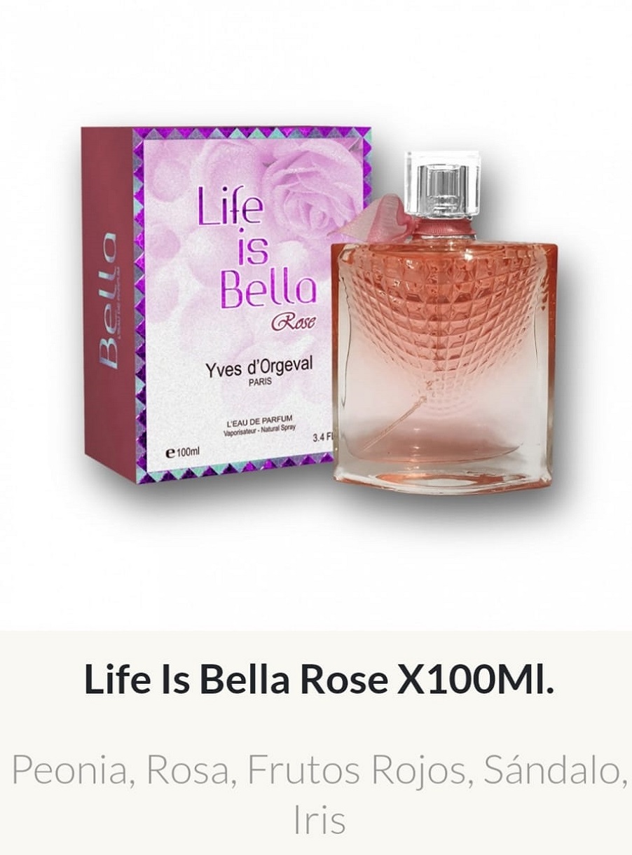 F69 Yves D'Orgeval Parfums Life Is Bella Rose Femenino 100 ml Precios Por Mayor