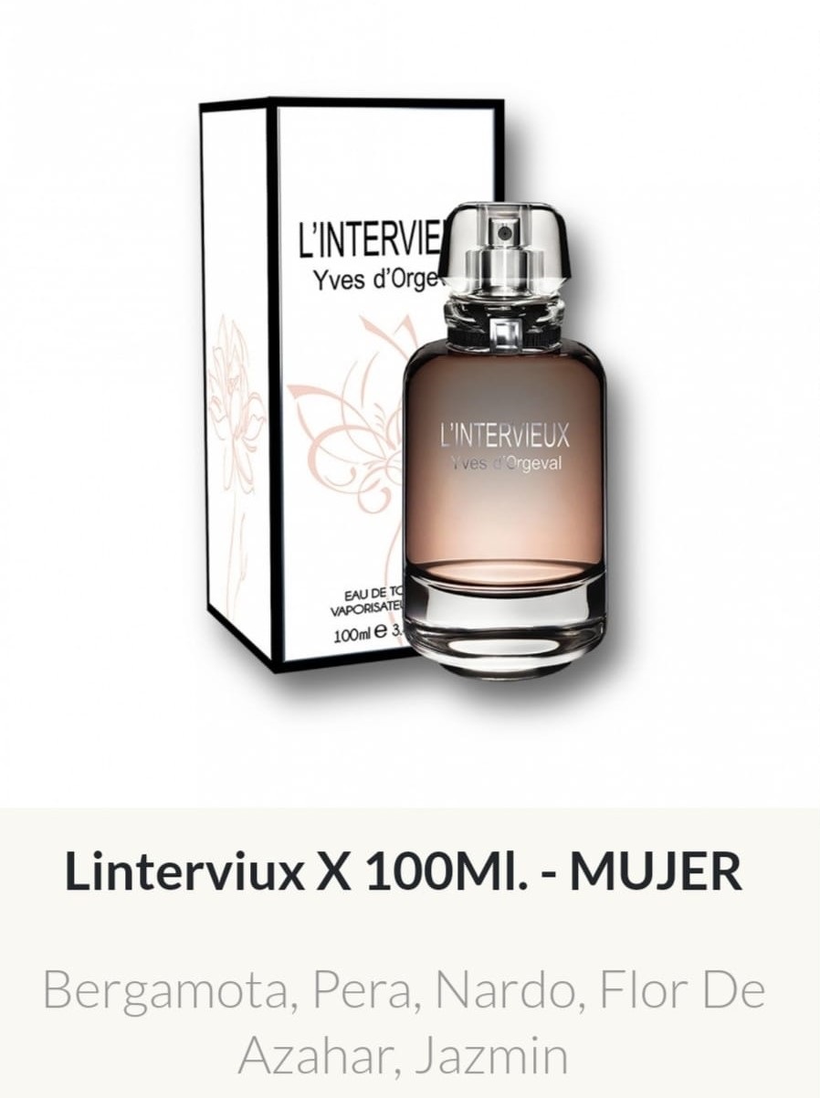 F70 Yves D'Orgeval Parfums L'Intervieux Femenino 100 ml Precios Por Mayor