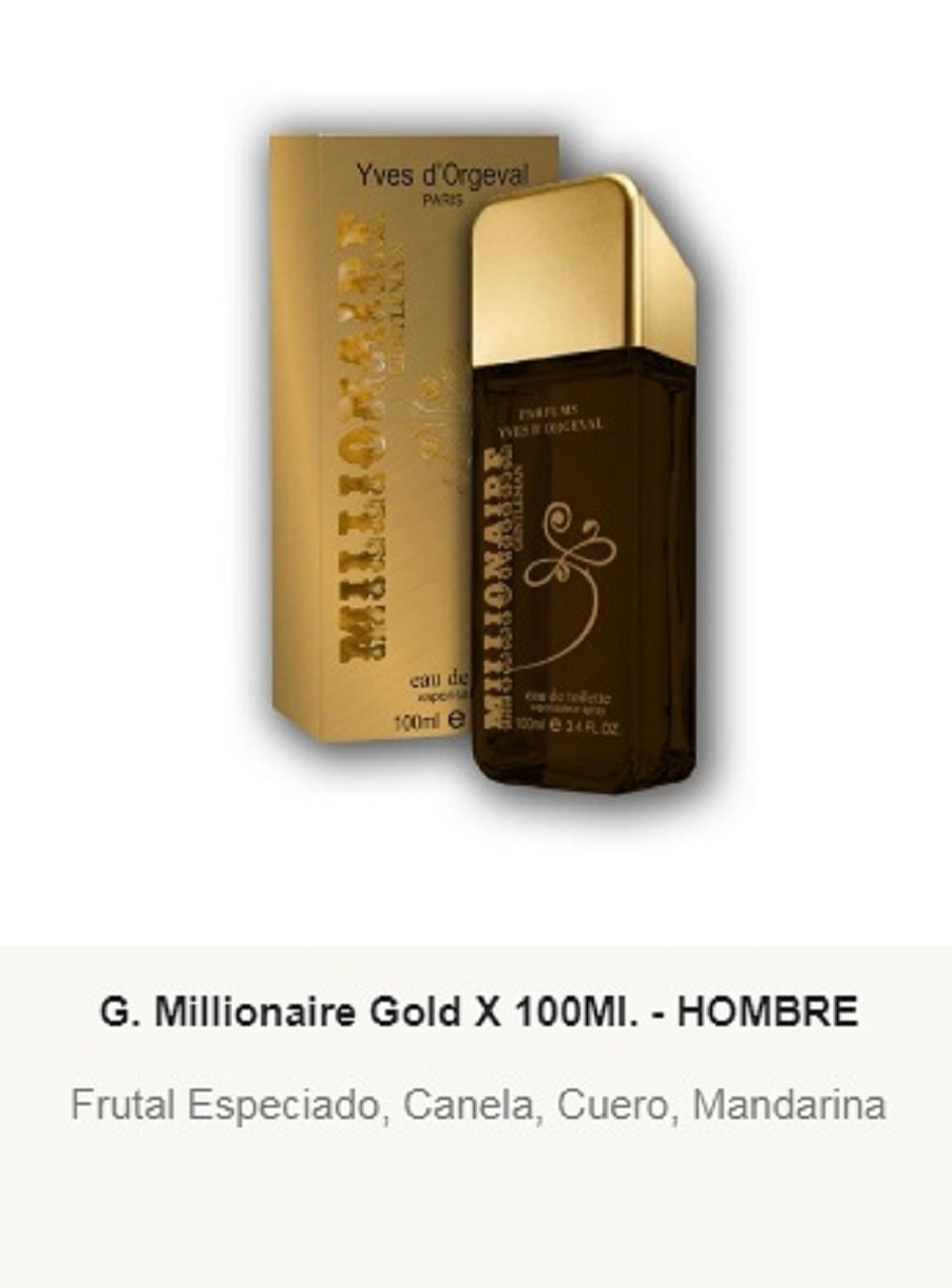 M39 Yves D'Orgeval Parfums G. Millionaire Gold Masculino 100 ml Precios Por Mayor
