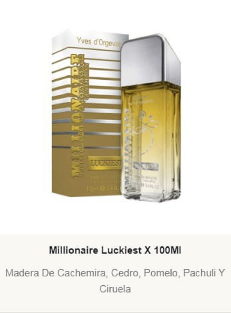M54 Yves D'Orgeval Parfums Millionaire Luckiest Masculino 100 ml Precios Por Mayor