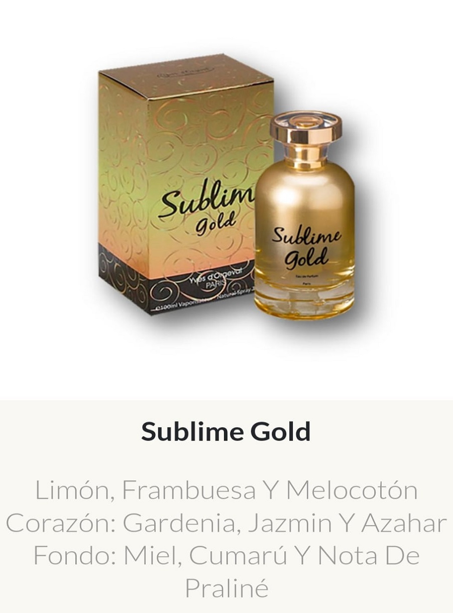 MDF2 Yves D'Orgeval Made In France Fem. Sublime Gold 100 ML- Precios Por Mayor